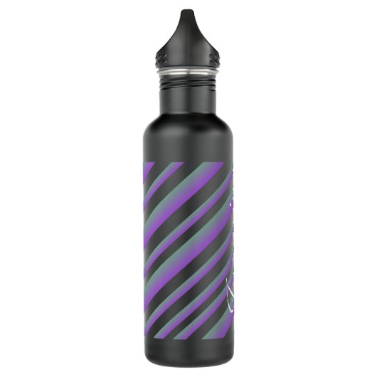 Kleurrijke ombré Script Name Stripes Waterfles (Links)