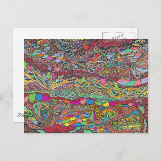 Kleurrijke omgeving in mazen briefkaart (Voorkant / Achterkant)