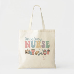 Kleurrijke oncologieverpleegster retro esthetiek tote bag