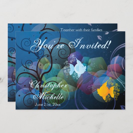 Kleurrijke onderwater Fish Beach bruiloft uitnodig Kaart (Voorkant / Achterkant)