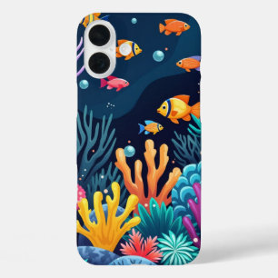 Kleurrijke onderwater koraalrif en vis oceaan leve iPhone 16 plus hoesje