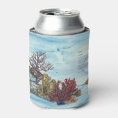 Kleurrijke onderwater koraalrif handgeschilderd blikjeskoeler (Blikje Voorkant)