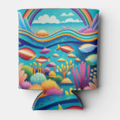 Kleurrijke Onderwater Onder de Regenboog Blikjeskoeler (Voorkant)