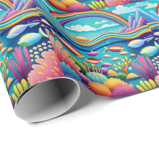 Kleurrijke Onderwater Onder de Regenboog Cadeaupapier (Rol Hoek)