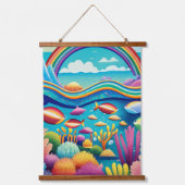 Kleurrijke Onderwater Onder de Regenboog Hangend Wandkleed (Voorkant)
