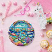 Kleurrijke Onderwater Onder de Regenboog Papieren Bordje (Feest)