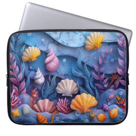 KLEURRIJKE ONDERWATER SCÈNE MET SCHELPEN LAPTOP SLEEVE