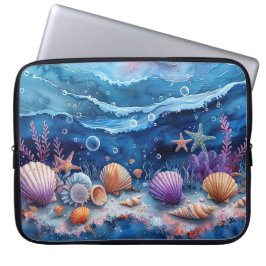 KLEURRIJKE ONDERWATER SCÈNE MET SCHELPEN LAPTOP SLEEVE