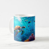 Kleurrijke Onderwater Scène met Zeeschildpad Koffiemok (Voorkant links)