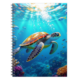 Kleurrijke Onderwater Scène met Zeeschildpad Notitieboek