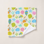 Kleurrijke onderwater schelpen, zeesterren en oest bad handdoek (Wasdoekje)