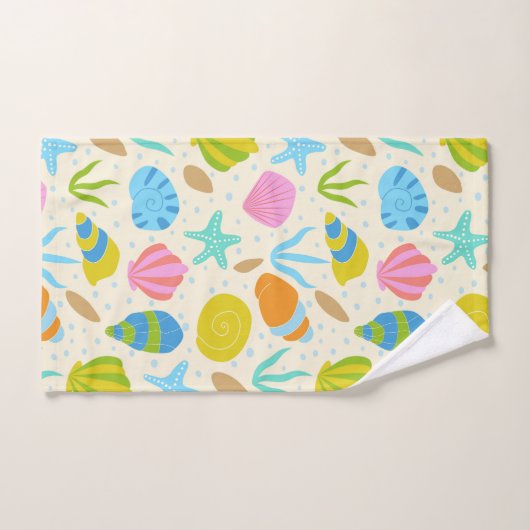 Kleurrijke onderwater schelpen, zeesterren en oest bad handdoek (Handdoek)
