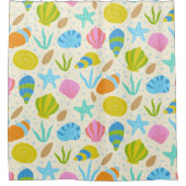 Kleurrijke onderwater schelpen, zeesterren en oest douchegordijn (Voorkant)