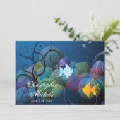 Kleurrijke onderwater vis paar bruiloft uitnodigin kaart (Staand voorkant)