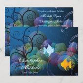 Kleurrijke onderwater vis paar bruiloft uitnodigin kaart (Voorkant / Achterkant)