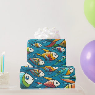 Kleurrijke onderwater vissen kunst cadeaupapier