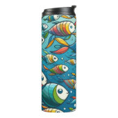 Kleurrijke onderwater vissen kunst thermosbeker (Gedraaid links)