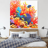 Kleurrijke Onderwater Zee Life Design Canvas Afdruk (Insitu (Slaapkamer))