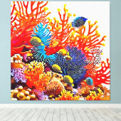 Kleurrijke Onderwater Zee Life Design Canvas Afdruk (Insitu (Houten vloer))