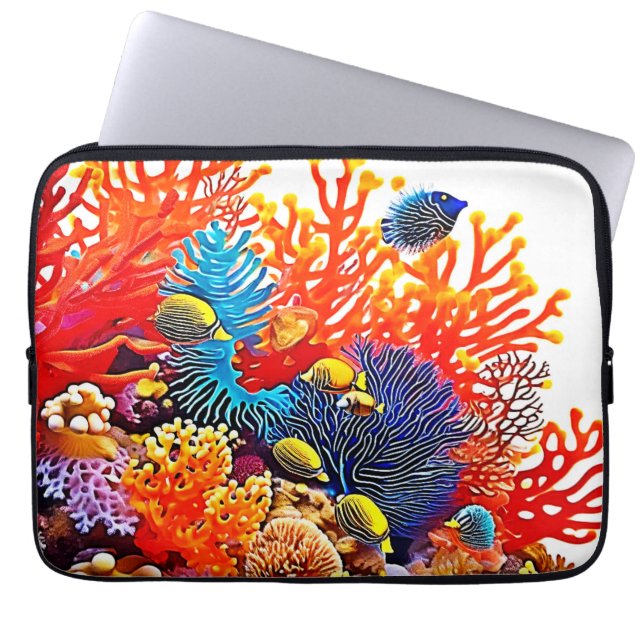 Kleurrijke Onderwater Zee Life Design Laptop Sleeve (Voorkant)
