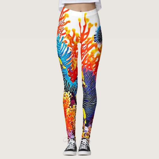 Kleurrijke Onderwater Zee Life Design Leggings (Voorkant)