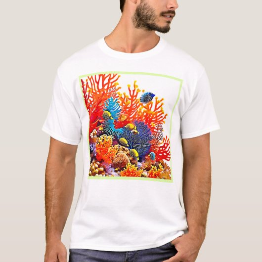 Kleurrijke Onderwater Zee Life Design T-shirt (Voorkant)