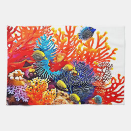 Kleurrijke Onderwater Zee Life Design Theedoek