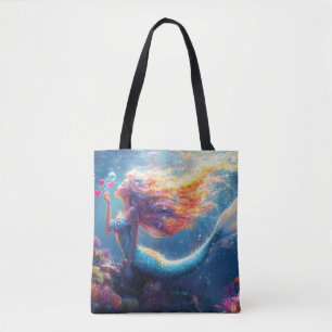 Kleurrijke Onderwater Zeemeermin Illustratie Tote Bag