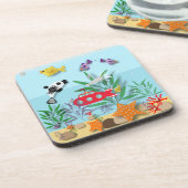 Kleurrijke onderwaterscène bier onderzetter (Linkerzijde)