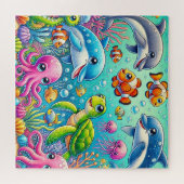 Kleurrijke onderwaterscène met speels Zee Legpuzzel (Horizontaal)