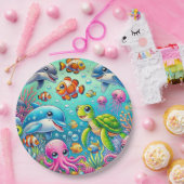 Kleurrijke onderwaterscène met speels Zee Papieren Bordje (Feest)