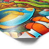 Kleurrijke onderwaterscène met zeeleven foto afdruk (Hoek)