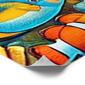 Kleurrijke onderwaterscène met zeeleven poster (Hoek)