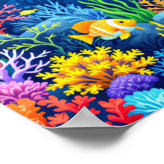 Kleurrijke onderwaterscène poster (Hoek)