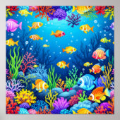Kleurrijke onderwaterscène poster (Voorkant)