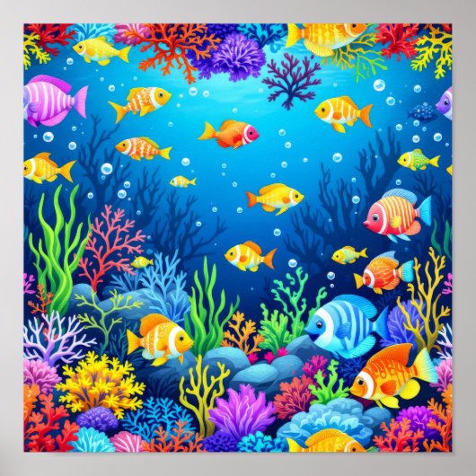 Kleurrijke onderwaterscène poster (Voorkant)