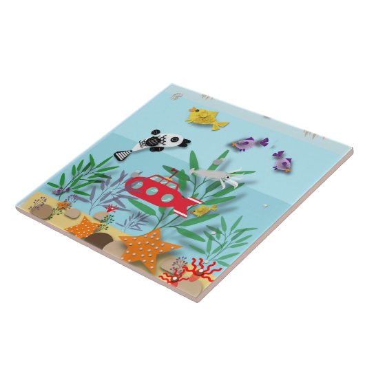 Kleurrijke onderwaterscène tegeltje (Zijkant)