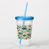 Kleurrijke onderwaterviskunst acryl drinkbeker (Achterkant)