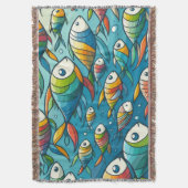 Kleurrijke onderwaterviskunst deken (Voorkant Verticaal)