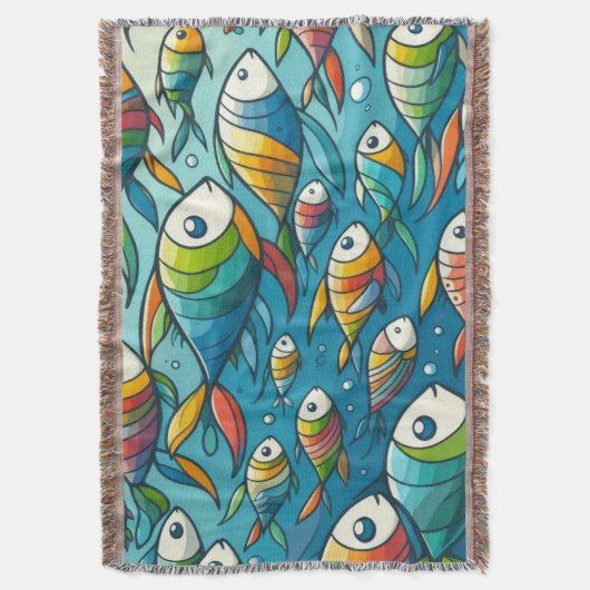 Kleurrijke onderwaterviskunst deken (Voorkant Verticaal)