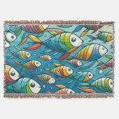 Kleurrijke onderwaterviskunst deken (Voorkant)