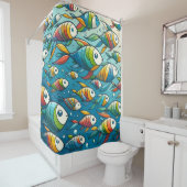 Kleurrijke onderwaterviskunst douchegordijn (In situ)