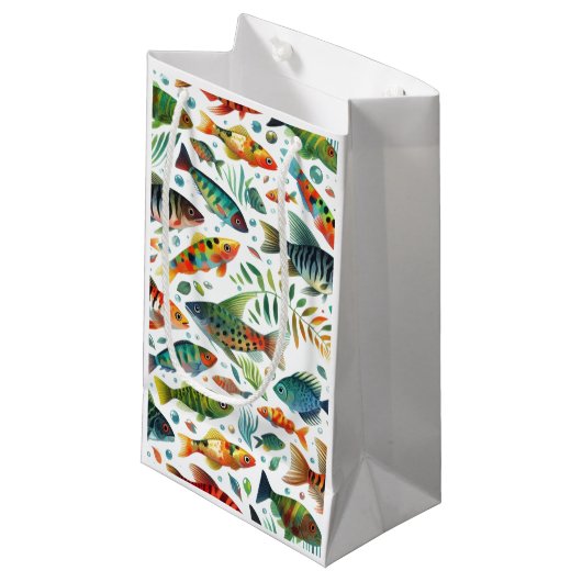 Kleurrijke onderwaterviskunst klein cadeauzakje (Voorkant Gekanteld)