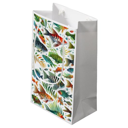 Kleurrijke onderwaterviskunst klein cadeauzakje (Achterkant Gekanteld)