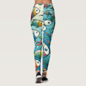 Kleurrijke onderwaterviskunst leggings (Achterkant)