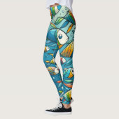 Kleurrijke onderwaterviskunst leggings (Links)