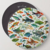 Kleurrijke onderwaterviskunst ronde button 6,0 cm (Voorkant /achterkant)