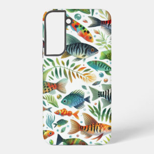 Kleurrijke onderwaterviskunst samsung galaxy hoesje