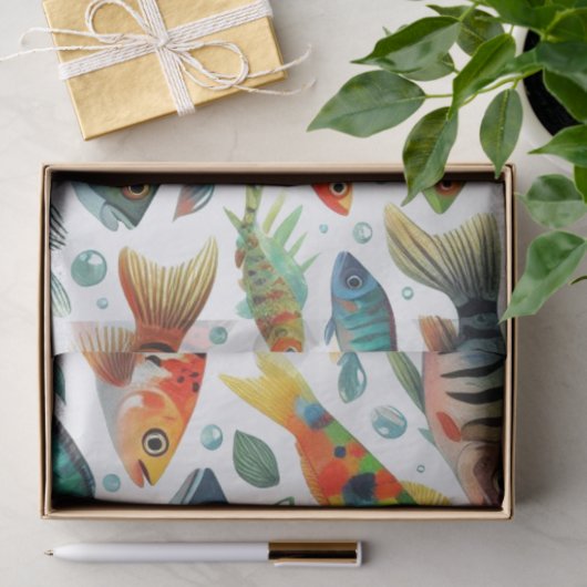 Kleurrijke onderwaterviskunst tissuepapier (Geschenk)