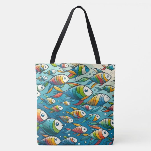 Kleurrijke onderwaterviskunst tote bag (Voorkant)
